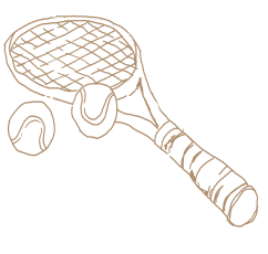 Sketch of tennis racket and balls at Riverbank State Park tennis court in Hamilton Heights NYC near 463 West 142 condo.
