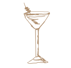 Sketch of a martini at Honey Well cocktail bar in Hamilton Heights NYC near 463W142 condo.